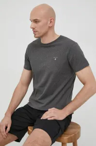 Bavlnené tričko Gant šedá farba, s nášivkou