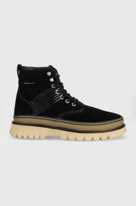 Semišové členkové topánky Gant Nebrada pánske, čierna farba #503531