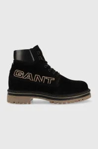 Semišové členkové topánky Gant Palrock pánske, čierna farba #507834
