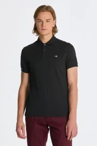 Bavlnené polo tričko Gant čierna farba, jednofarebné #7426612