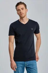 Bavlnené tričko Gant tmavomodrá farba, jednofarebný