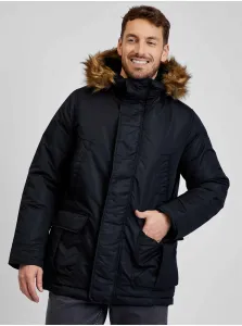 Čierna pánska zimná bunda s kapucňou GAP #5856449