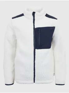 Bielo-modrá chlapčenská bunda z umelého kožúšku na zips GAP sherpa #601861