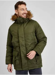 Zelená pánska prešívaná zimná bunda s kapucňou GAP #601830