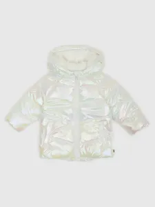 Biela dievčenská metalická zimná prešívaná bunda GAP #5087393