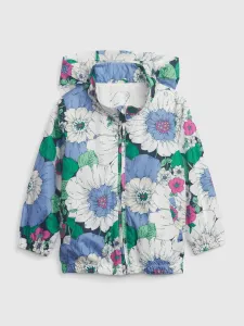 Krémovo-modrá dievčenská kvetovaná bunda na zips GAP