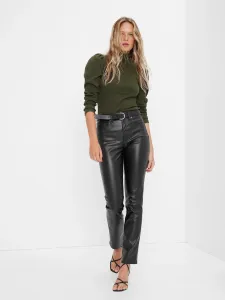 GAP Artificial Leather Slim High Rise Trousers - Women #5087424