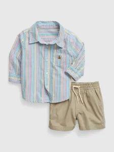 Sada chlapčenskej košeľe v svetlomodrej farbe a šortiek v béžovej farbe GAP #5088906
