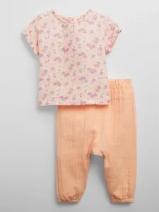 Sada dievčenského trička a nohavíc v marhuľovej a ružovej farbe GAP #5521495