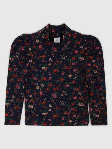 Tmavomodré dievčenské kvetované tričko GAP #5087358