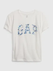 Biele dievčenské bavlnené tričko s logom GAP