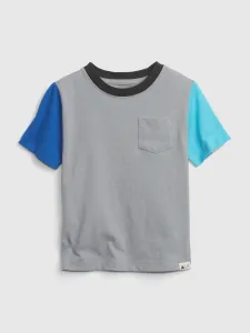 Modro-šedé chlapčenské bavlnené tričko s vrecúškom GAP