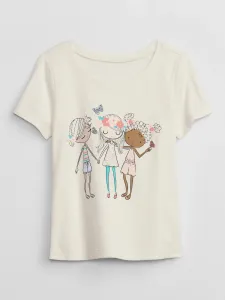 Biele dievčenské tričko s potlačou GAP