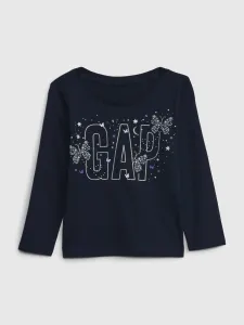 Tmavomodré dievčenské tričko s potlačou GAP