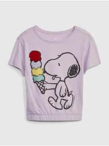 Fialové dievčenské tričko GAP & Peanuts Snoopy #577512