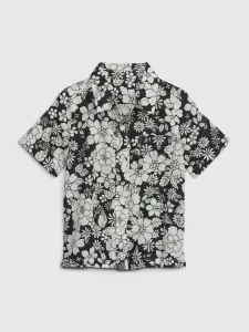 Bielo-čierna chlapčenská kvetovaná košeľa s krátkym rukávom GAP #6017036