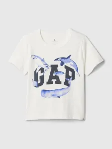 Biele chlapčenské tričko s potlačou GAP