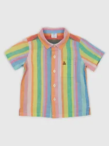 Zeleno-oranžová chlapčenská pruhovaná košeľa s krátkym rukávom GAP #6216454