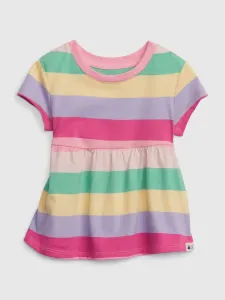 Zeleno-ružové dievčenské pruhované tričko GAP