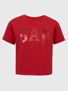 Červené dievčenské tričko organic logo GAP flitre