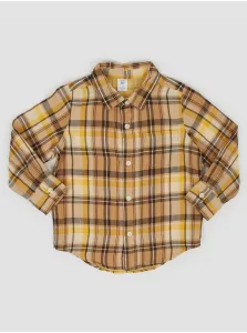 Béžovo-hnedá chlapčenská kockovaná flanelová košeľa GAP #613207