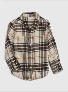 Béžovo-hnedá chlapčenská kockovaná flanelová košeľa GAP organic #613212