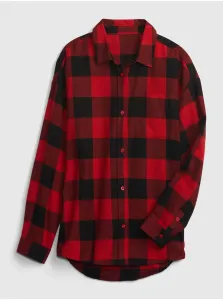 Čierno-červená detská kockovaná flanelová košeľa GAP #601469