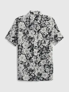 Bielo-čierna chlapčenská kvetovaná košeľa s krátkym rukávom GAP #5729866