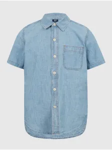 Svetlomodrá chlapčenská rifľová košeľa s krátkym rukávom GAP #661234