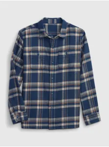 Modrá chlapčenská kockovaná flanelová košeľa GAP organic #4919316