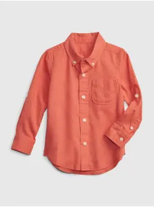 Oranžová chlapčenská košeľa z bavlny a ľanu GAP #681280