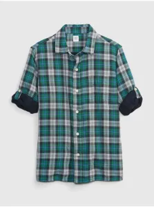 Zelená chlapčenská kockovaná košeľa s dlhým rukávom GAP #641025
