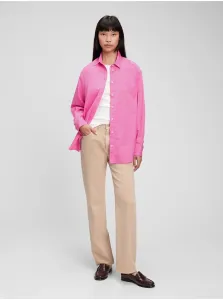Ružová dámska košeľa z organickej bavlny GAP #657616