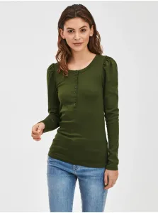 Zelené dámske tričko GAP modern henley #717196