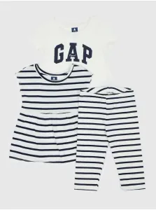 Sada dievčenského trička, šatov a legín v modro-bielej farbe GAP #580132