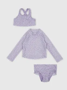 Sada dievčenských kvetovaných dvojdielnych plaviek a trička vo fialovej farbe GAP #5942855