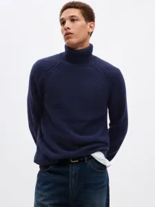 Tmavomodrý pánsky basic sveter s rolákom GAP