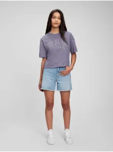 Fialové dievčenské tričko GAP Teen z organickej bavlny