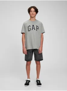 Detské bavlnené tričko GAP šedá farba, s nášivkou
