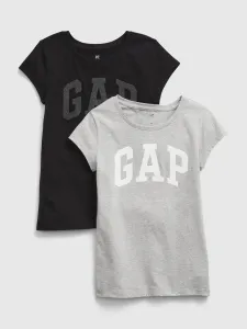 Sada dvoch dievčenských tričiek v čiernej a svetlošedej farbe GAP