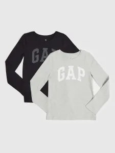 Sada dvoch kusov dievčenských triček v šedej a černej farbe GAP #623342