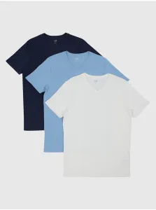 Sada troch pánskych basic tričiek v bielej a modrej farbe GAP #649633