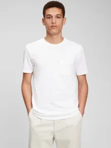 Biele pánske basic tričko s vrecúškom GAP