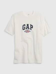 Bavlnené tričko GAP biela farba, s potlačou