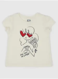 Smotanové dievčenské tričko s potlačou GAP #578422