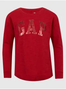 Červené dievčenské tričko logo GAP flitre