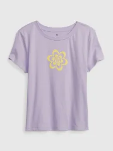 Svetlofialové dievčenské bavlnené tričko s potlačou GAP