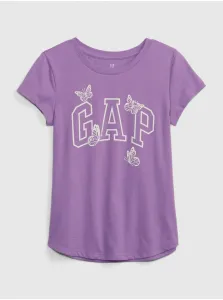 Fialové dievčenské tričko organic logo GAP #642132