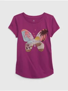 Fialové dievčenské tričko organic s motýľom GAP #663787