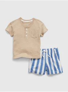 Modrý baby set - tričko a pruhované šortky GAP #641527